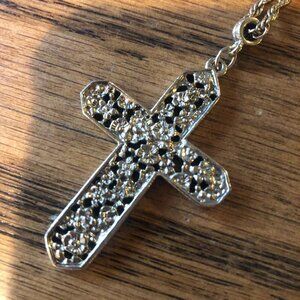 1928 Gold tone Cross Necklace